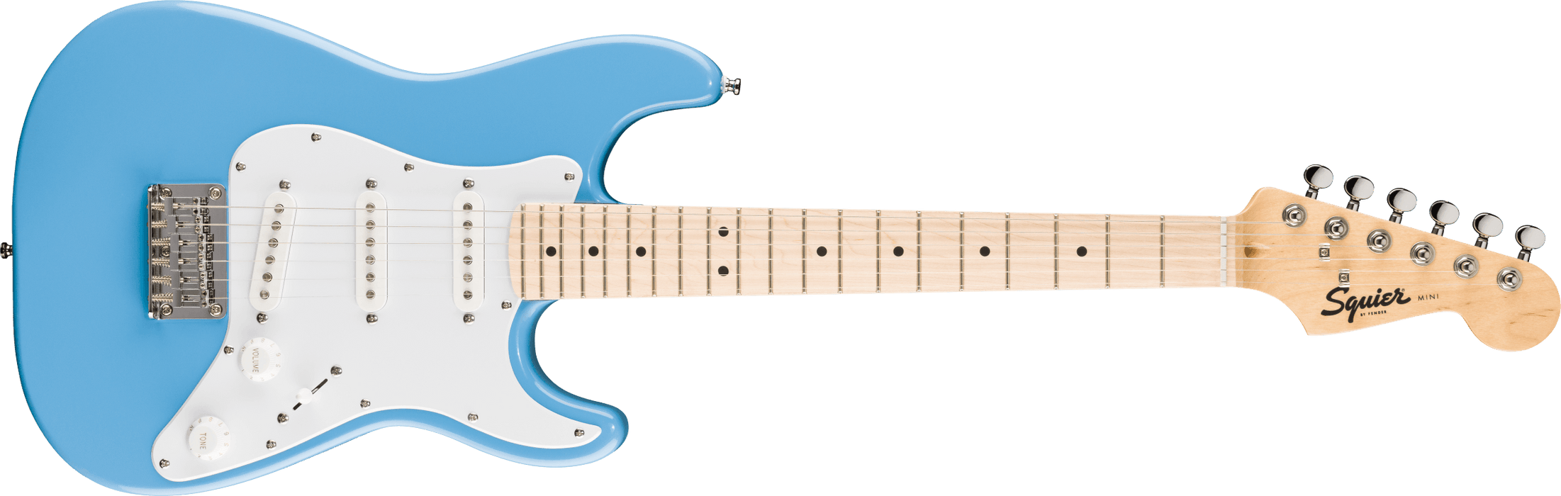 Squier Mini Stratocaster®, Maple Fingerboard, White Pickguard, California Blue