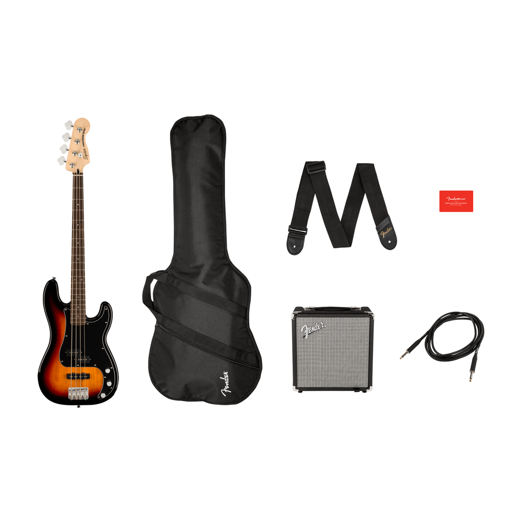 Squire  Affinity Series™ Precision Bass® PJ Pack, Laurel Fingerboard, 3-Color Sunburst, Gig Bag, Rumble 15 - 120V