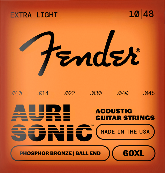 Fender AuriSonic™ 60XL Acoustic Guitar Strings, Phosphor Bronze, Gauges .010-.048