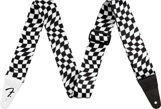 Fender  Wavy Checkerboard Polyester Strap, Black/White