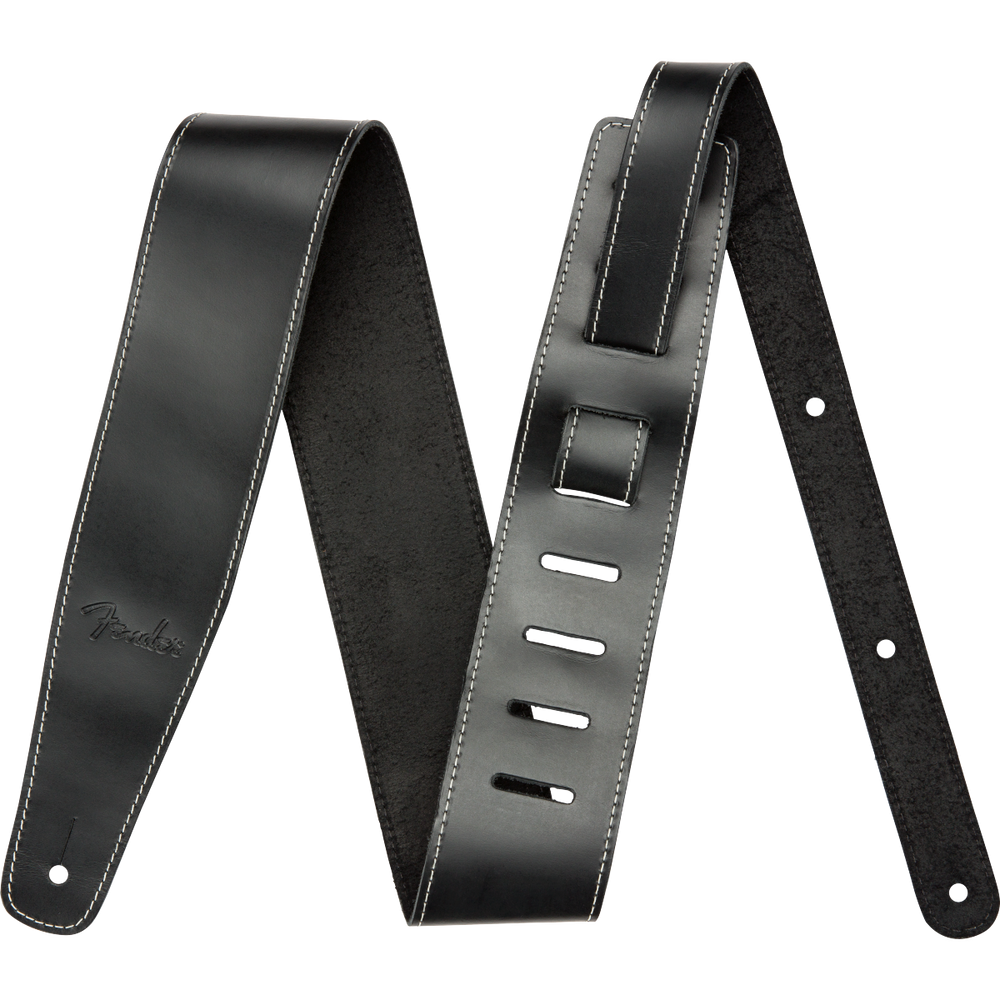 Fender Broken-In Leather Strap, Black, 2.5"