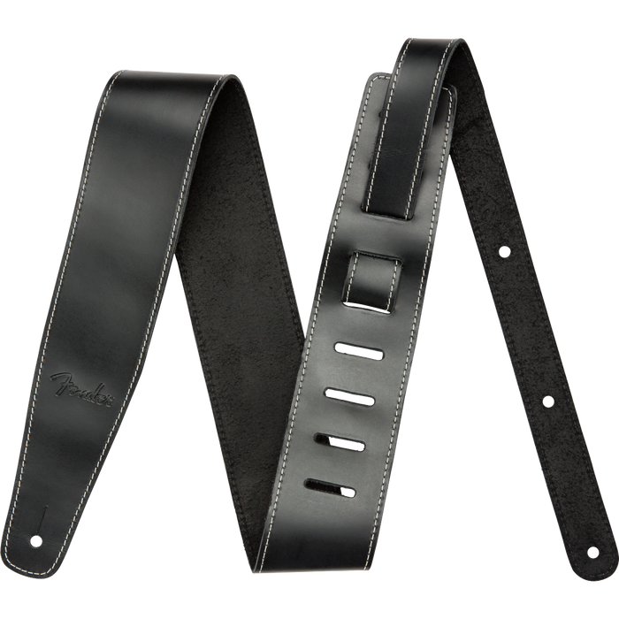 Fender Broken-In Leather Strap, Black, 2.5"