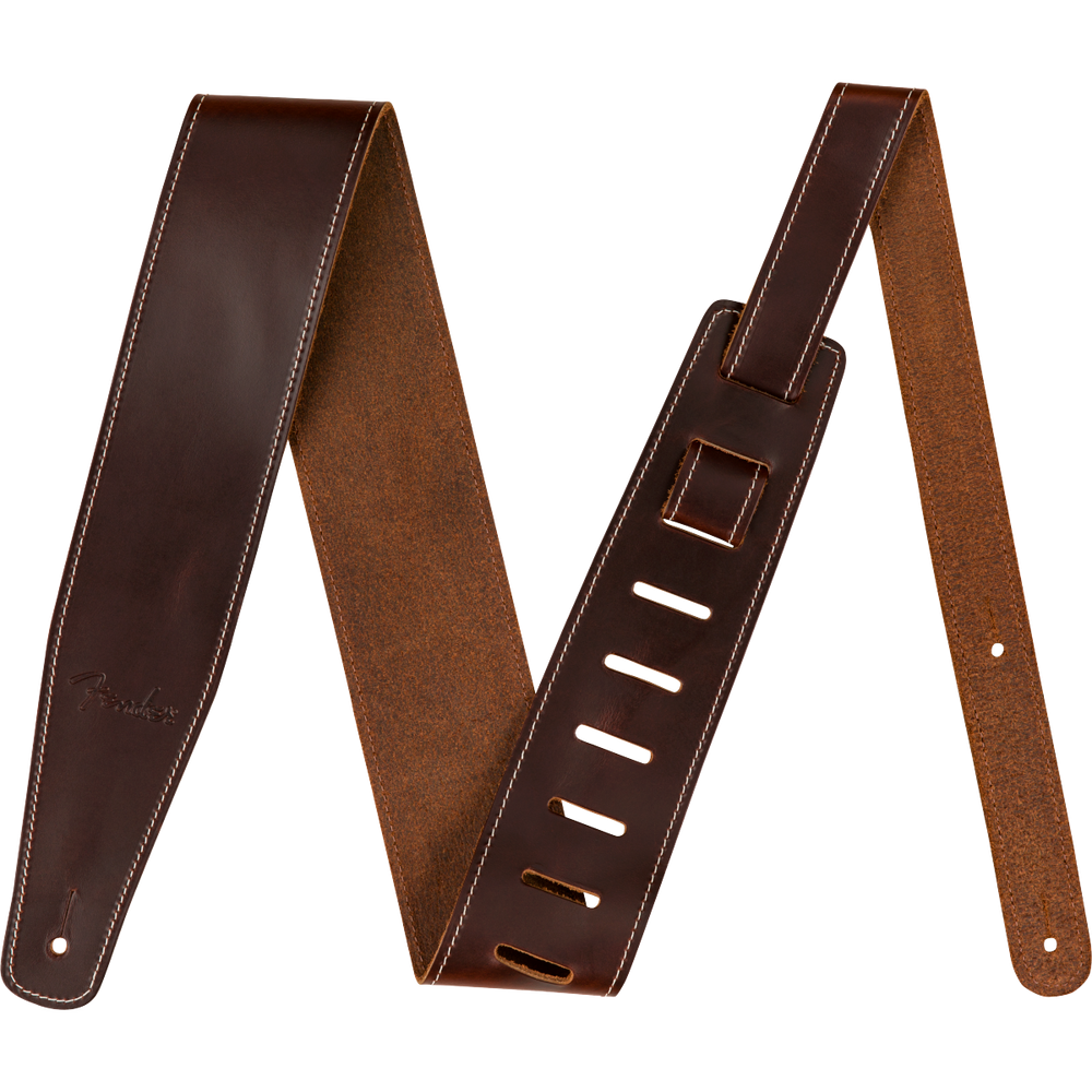 Fender Broken-In Leather Strap, Brown, 2.5"