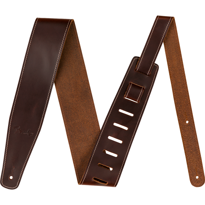 Fender Broken-In Leather Strap, Brown, 2.5"