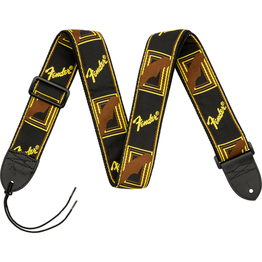 Monogrammed Strap, Black/Yellow/Brown, 2"