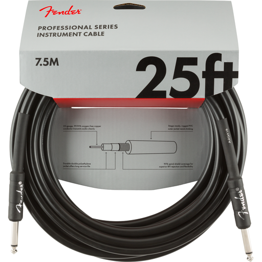 Fender Professional Series Instrument Cable, Straight/Straight, 25', Black