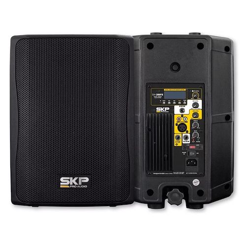 SKP Pro Audio SK-208PX Active and passive 8" Speaker Combo with Wall Speaker Stands