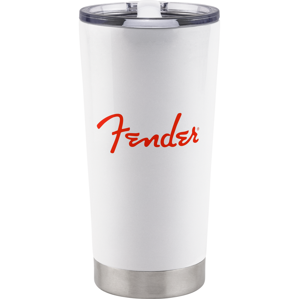 Fender® Red Spaghetti Logo 20 oz Tumbler, White