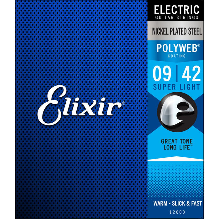 Elixir Polyweb Coated Nickel Plated Electric Guitar Strings Super Light (.009-.042)