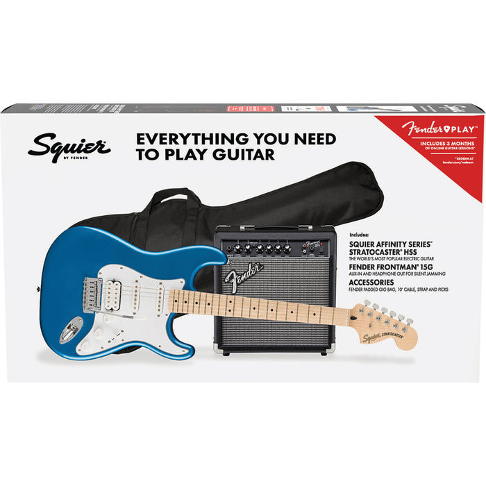 Fender Squier Affinity Series™ Stratocaster® HSS Pack, Maple Fingerboard, Lake Placid Blue, Gig Bag, 15G - 120V