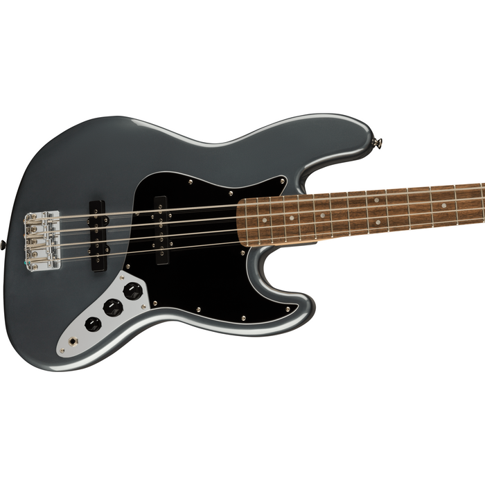 Squire Affinity Series™ Jazz Bass®, Laurel Fingerboard, Black Pickguard, Charcoal Frost Metallic