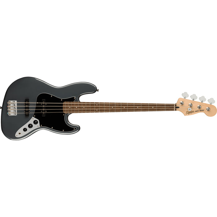 Squire Affinity Series™ Jazz Bass®, Laurel Fingerboard, Black Pickguard, Charcoal Frost Metallic