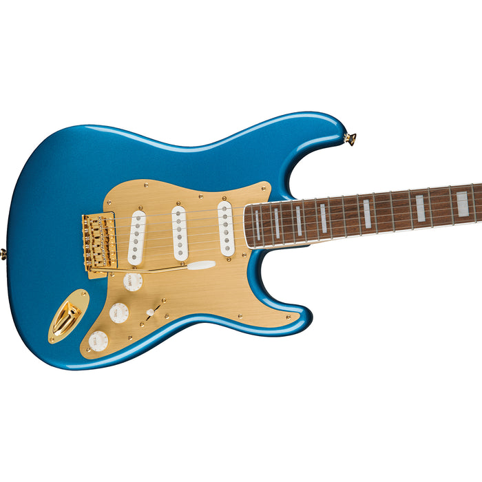 Squier 40th Anniversary Stratocaster®, Gold Edition, Laurel Fingerboard, Gold Anodized Pickguard, Lake Placid Blue