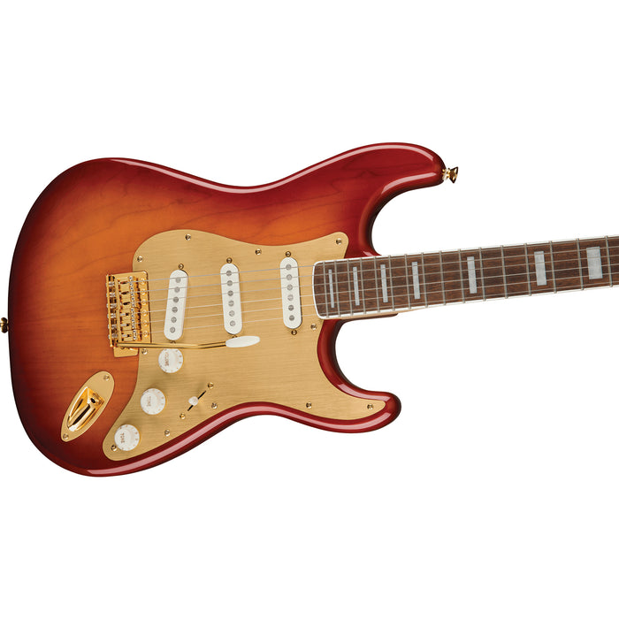 Squier 40th Anniversary Stratocaster®, Gold Edition, Laurel Fingerboard, Gold Anodized Pickguard, Sienna Sunburst