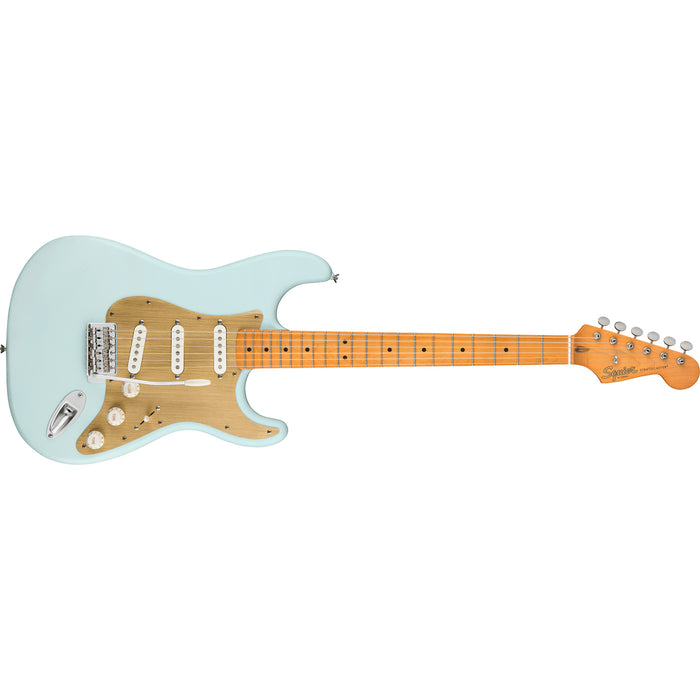 Squier 40th Anniversary Stratocaster®, Vintage Edition, Maple Fingerboard, Gold Anodized Pickguard, Satin Sonic Blue