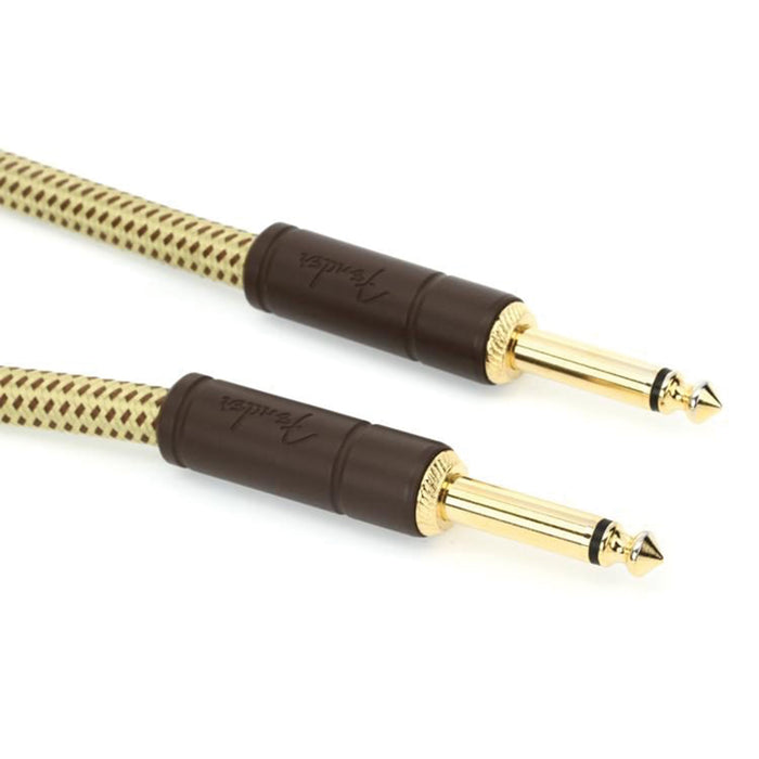Fender Deluxe Series Straight to Straight Instrument Cable - 15 Ft Tweed