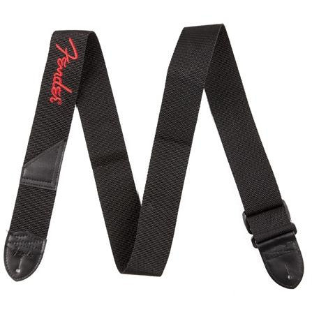 Fender Black Polyester Straps with Red Logo