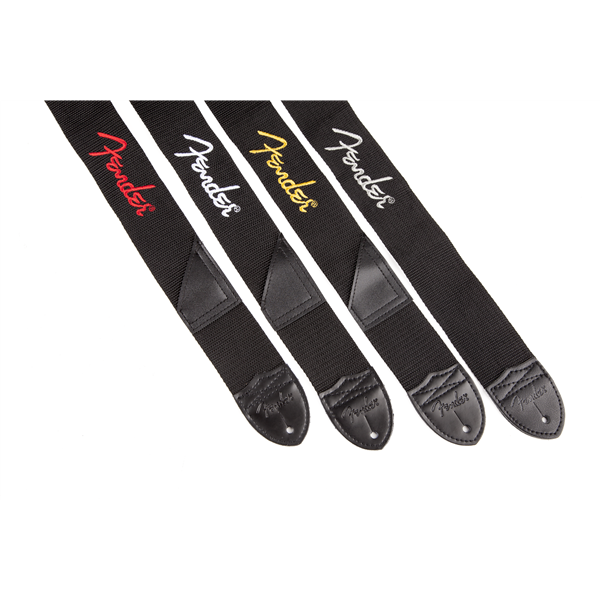 Fender Black Polyester Straps with White Logo