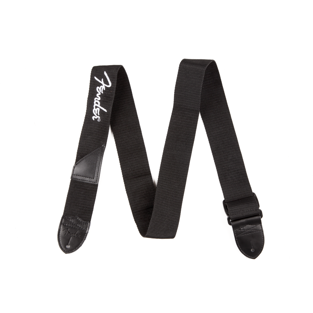 Fender Black Polyester Straps with White Logo