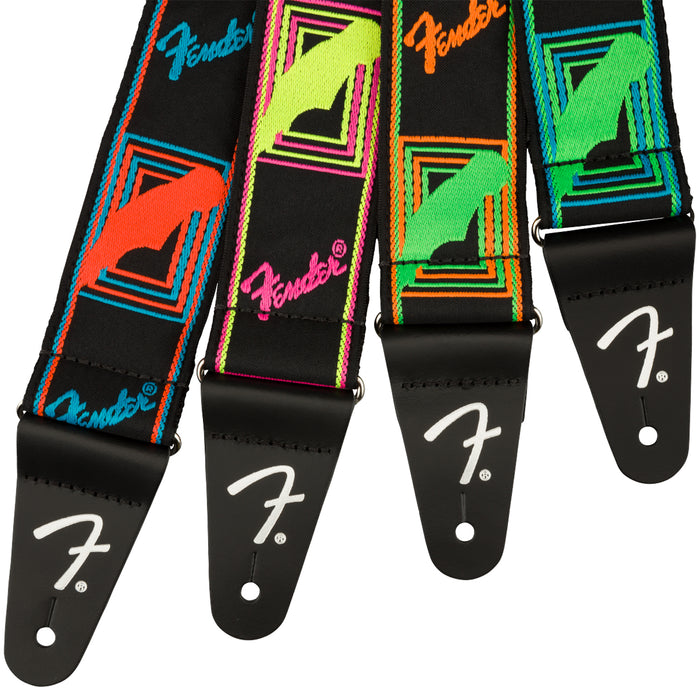 Fender Neon Monogrammed Strap, Blue/Orange