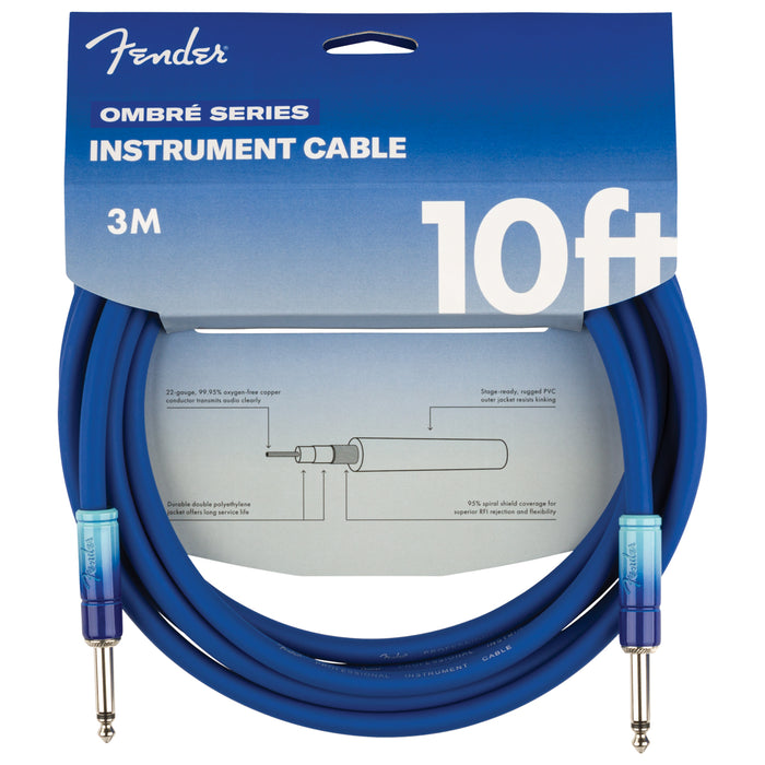 Ombré Instrument Cable, Straight/Straight, 10', Belair Blue