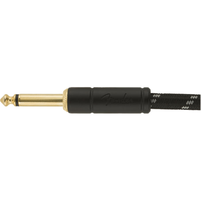 Fender Deluxe Series Instrument Cable, Straight/Angle, 18.6', Black Tweed