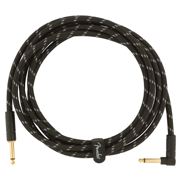 Fender Deluxe Series Instrument Cable, Straight/Angle, 18.6', Black Tweed