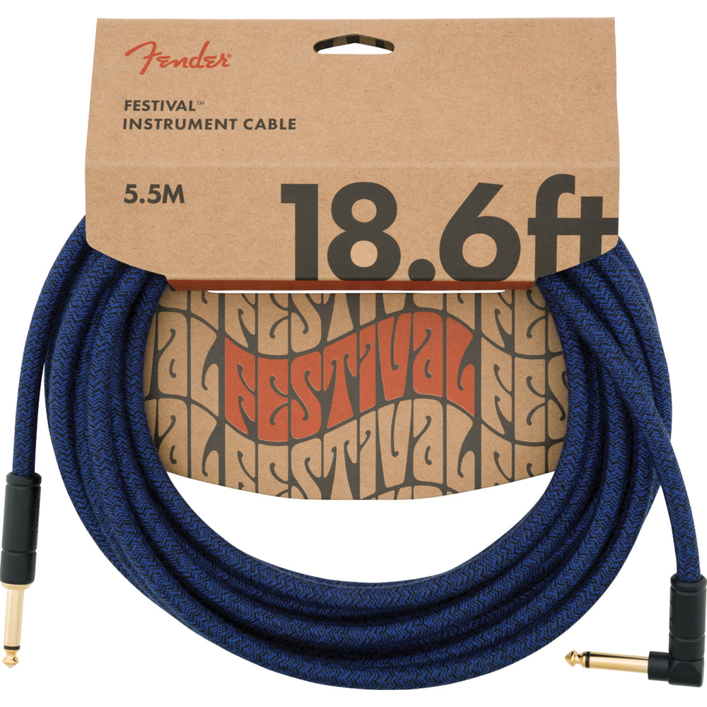 Fender 18.6' Angled Festival Instrument Cable, Pure Hemp, Blue Dream