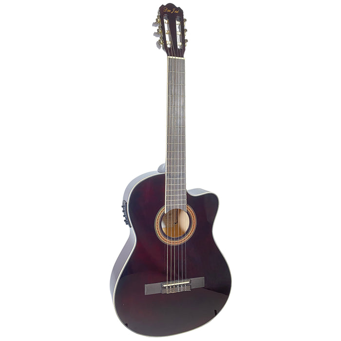 Don Jose Classical Guitar w/Cutaway & Pickup - Tuner ( Wine Red )