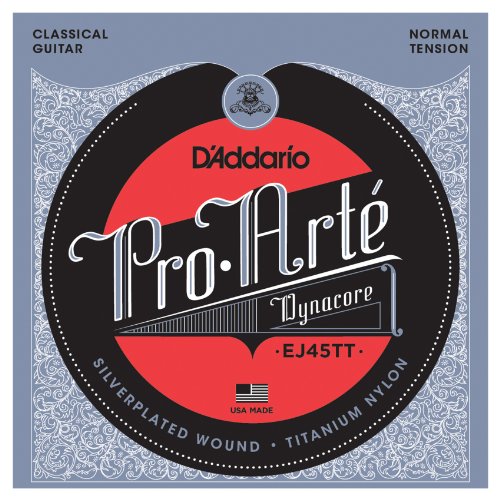 D'Addario EJ45TT ProArte DynaCore Classical Guitar Strings, Titanium Trebles, Normal Tension