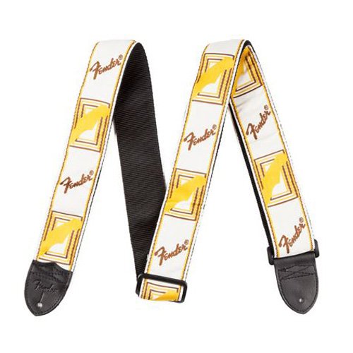 Fender 2 Inch Monogrammed Strap, White/brown/yellow Electric Guitar Strap