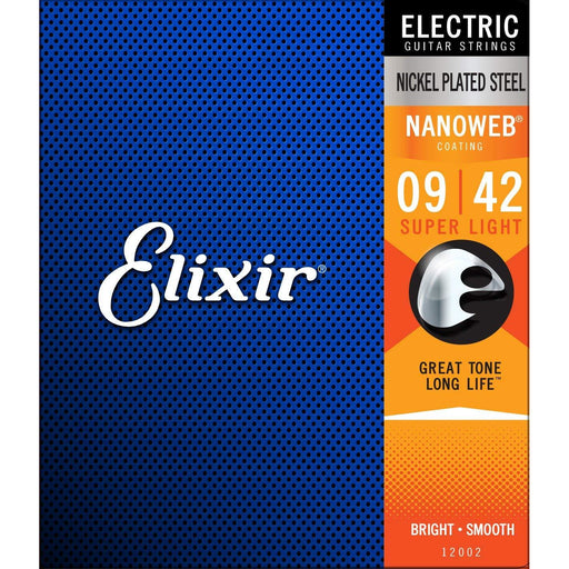 Elixir Strings Electric Guitar Strings w NANOWEB Coating, Super Light (.009-.042)