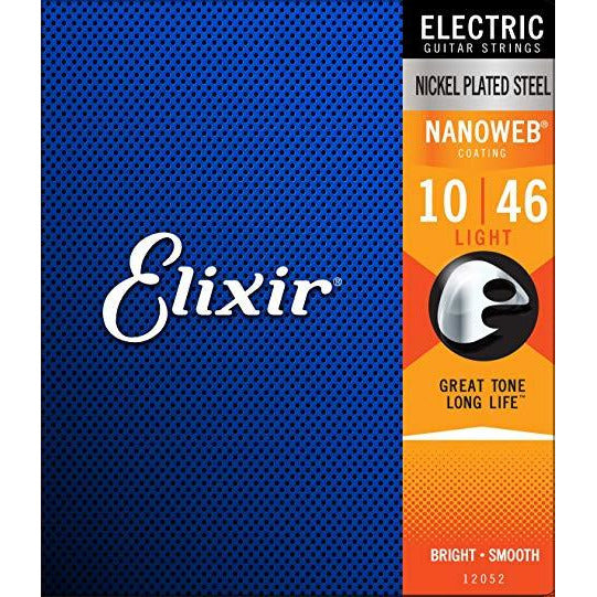 Elixir Strings Electric Guitar Strings w NANOWEB Coating, Super Light (.010-.046)