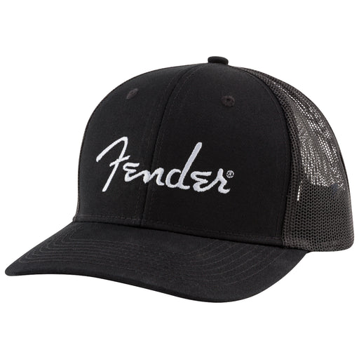 Fender® Silver Thread Logo Snapback Trucker Hat, Black, One Size Fits Most