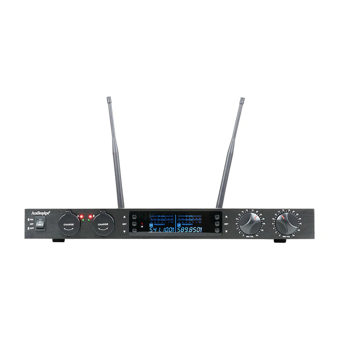 AUDIOPIPE 2 Channels UHF Wireless Microphone Rechargeable Batteries