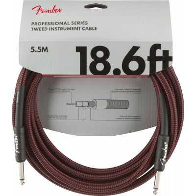 Fender Professional Series Straight to Straight Instrument Cable - 18.6 ft Red Tweed