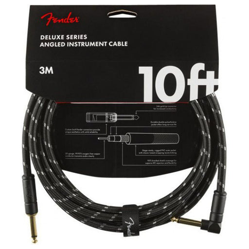 Fender Deluxe Series Instrument Cable - 10' Straight-Angle, Black Tweed