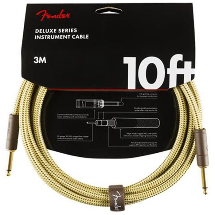 Fender Deluxe Series Instrument Cable - 10' Straight-Straight, Tweed