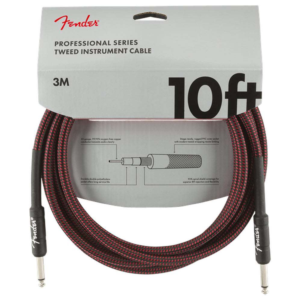 Fender Professional Series Instrument Cable - 10' Red Tweed