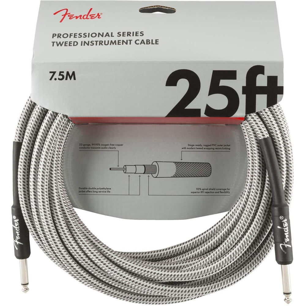 Fender Professional Series Instrument Cable - 25' White Tweed