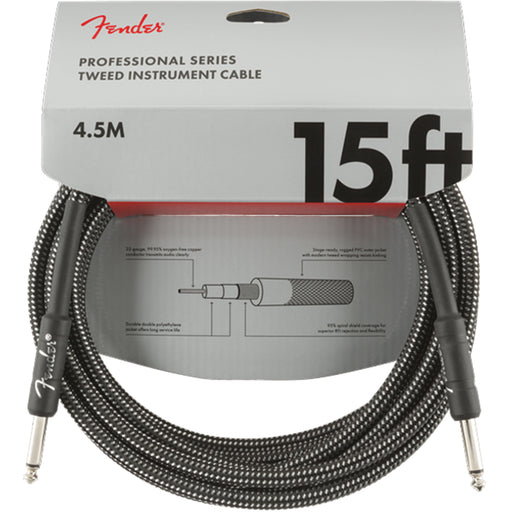 Fender Professional Series Straight to Straight Instrument Cable - 15 ft Gray Tweed