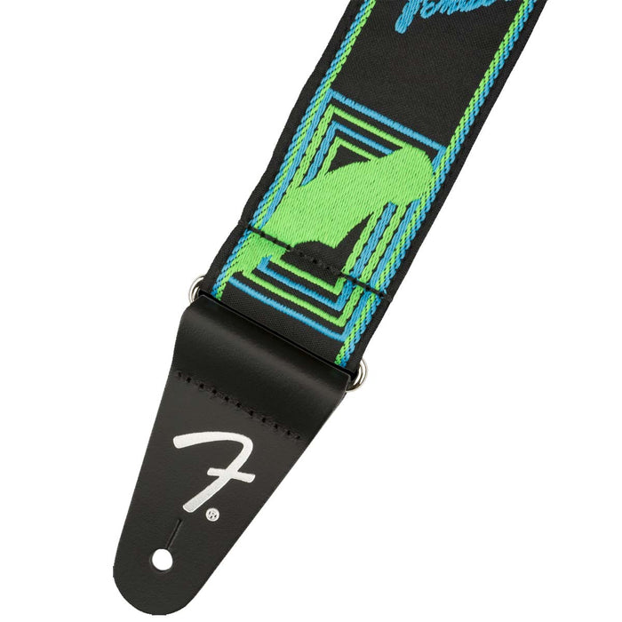 Fender Neon Monogrammed Strap, Green/Blue