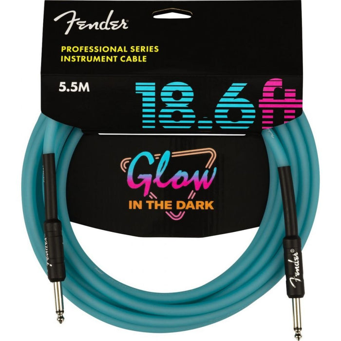 Fender Professional Glow in the Dark Cable, Blue, 18.6 Ft