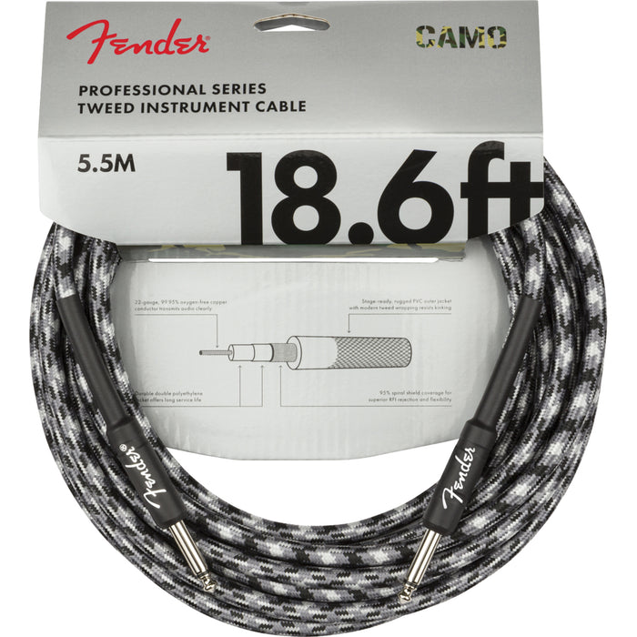 Fender Professional Series Straight to Straight Instrument Cable - 18.6-ft Winter Camo