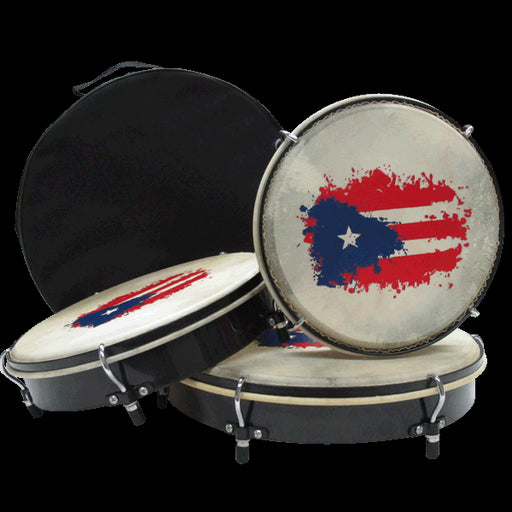5d2 Percussion Drum Set - PVC Drums Pleneras with Puerto Rico flag - Nylon Carrying Case Included