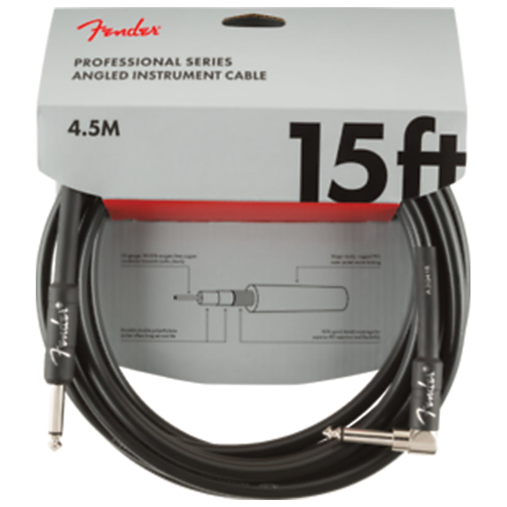 Fender Professional Series Straight to Right Angle Instrument Cable - 15 ft Black