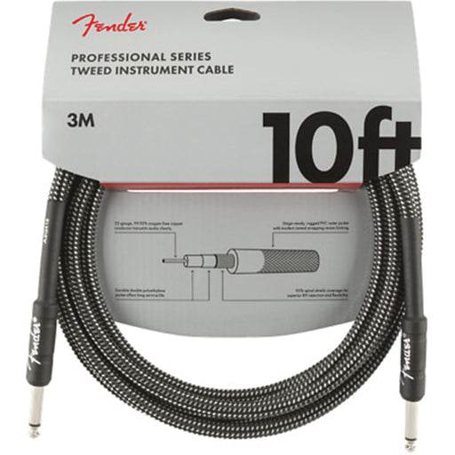 Fender Professional Series Straight to Straight Instrument Cable - 10 ft Gray Tweed