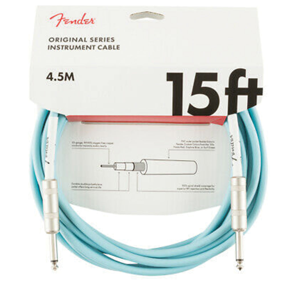 Fender Original Series Straight to Straight Instrument Cable - 15 ft Daphne Blue