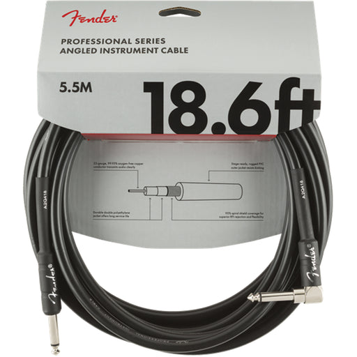 Fender Professional Series Straight to Right Angle Instrument Cable - 18.6 ft Black