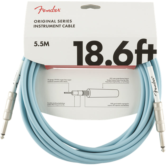 Fender Original Series Straight to Straight Instrument Cable - 18.6 ft Daphne Blue